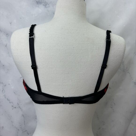 Vintage Intimate attitude Red Satin Bra 38C Barcade Vamp 80s Lingerie Gothic vtg - Picture 3 of 14